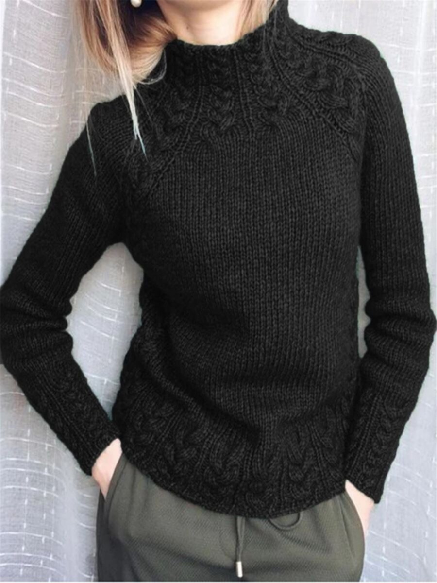 Half Height Collar Thicker Pullover Sweater Women Knitwear